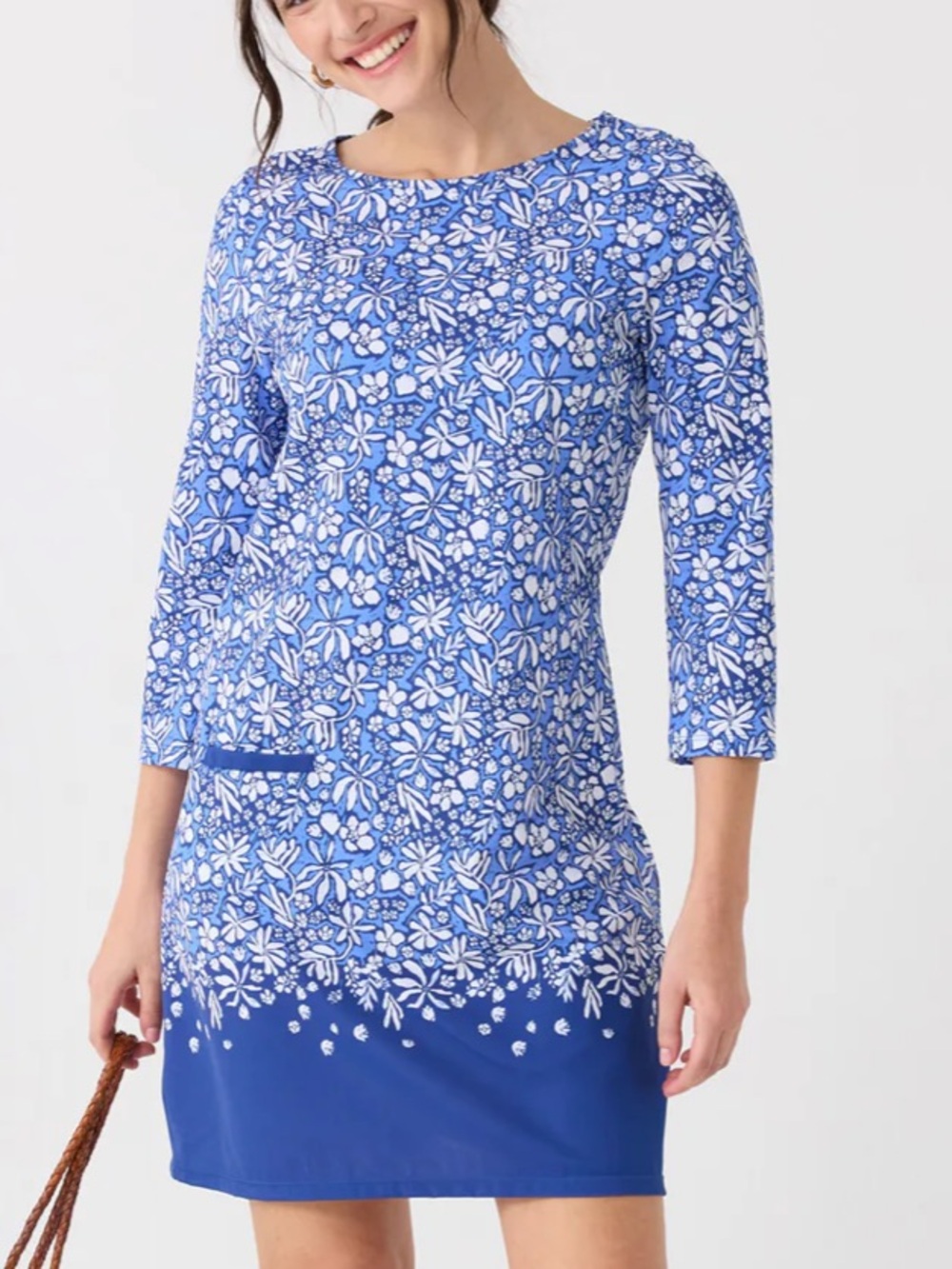 Cabana Life Seaside Floral Blue Shift Dress Size Medium